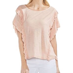 Vince Camuto Peach Ruffle T-shirt